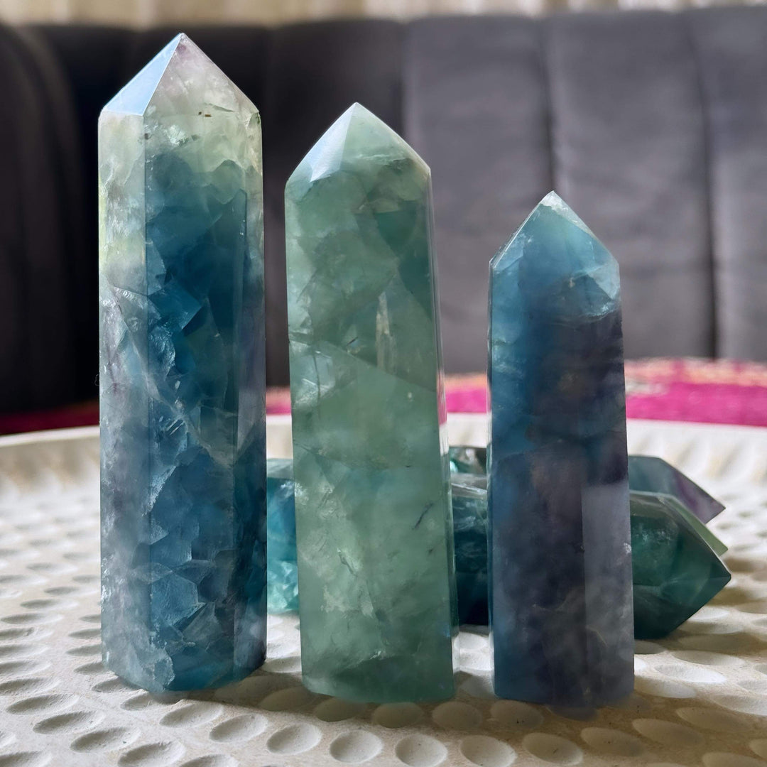 Blue Green intuitively chosen Fluorite Towers