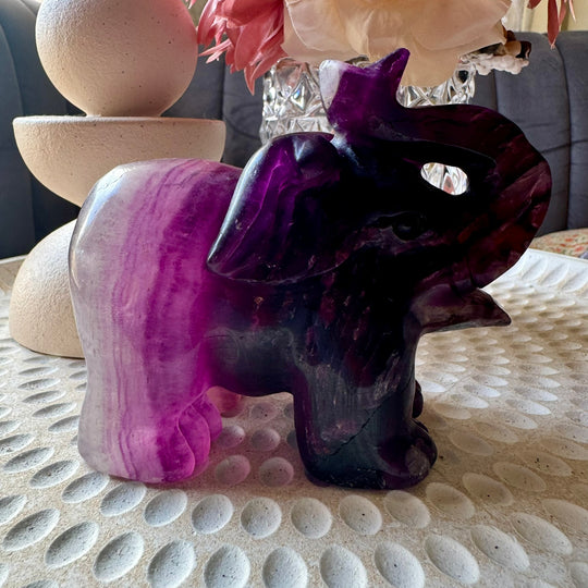 Large Purple Fluorite elephant Carving 5' x 4'