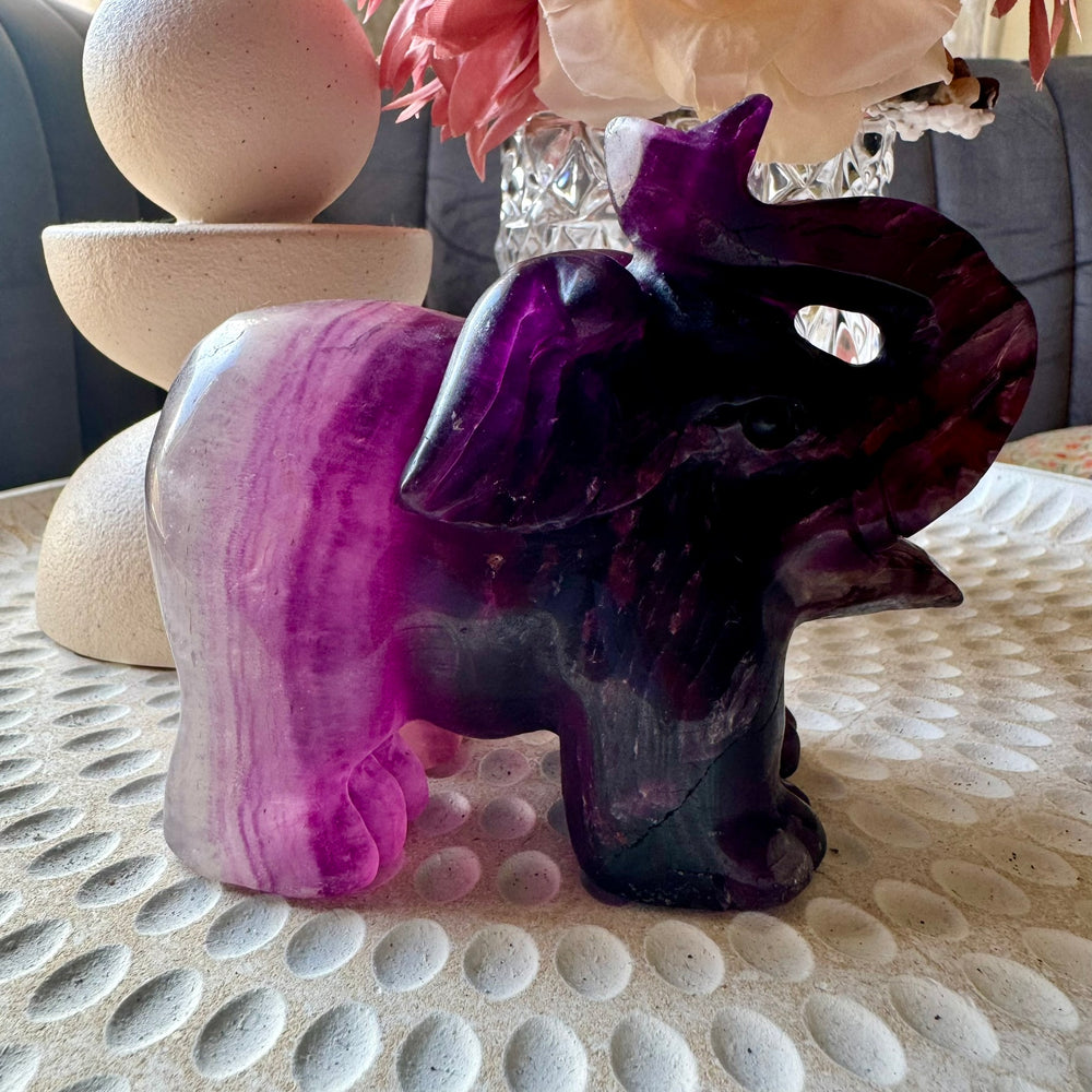 Large Purple Fluorite elephant Carving 5' x 4'