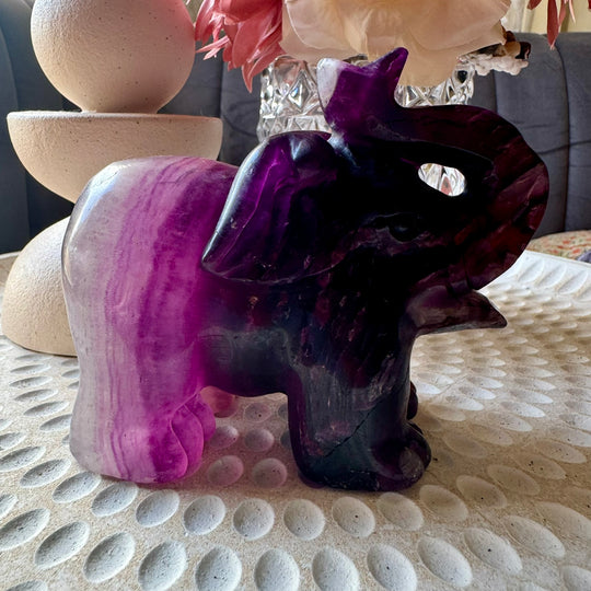 Large Purple Fluorite elephant Carving 5' x 4'