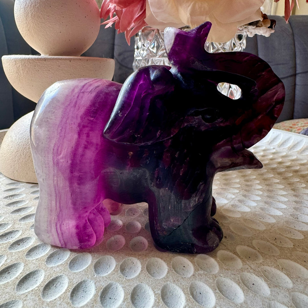 Large Purple Fluorite elephant Carving 5' x 4'