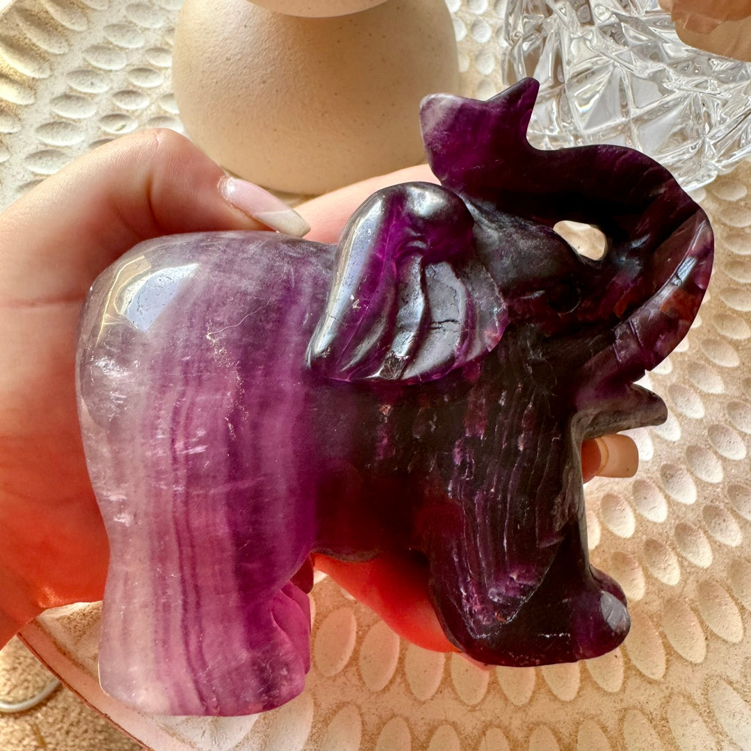 Large Purple Fluorite elephant Carving 5' x 4'