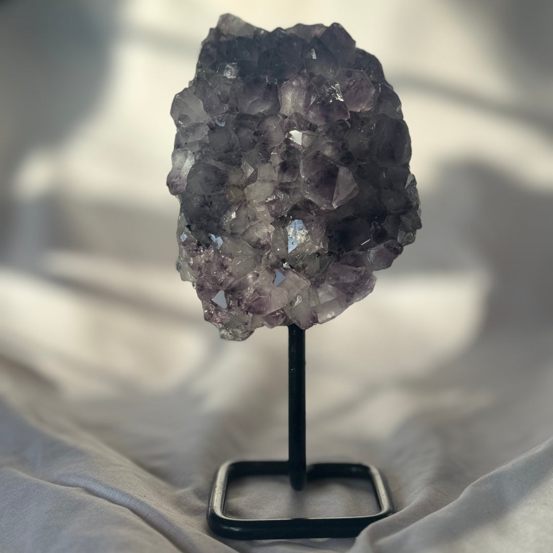 Imperfect Moody Brazilian Amethyst on Stand 6 1/2 " 1Q